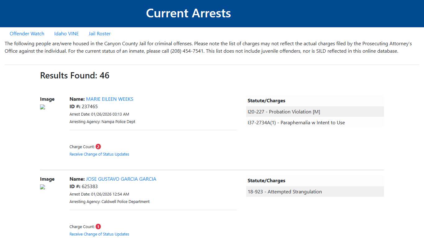 Current Arrests
